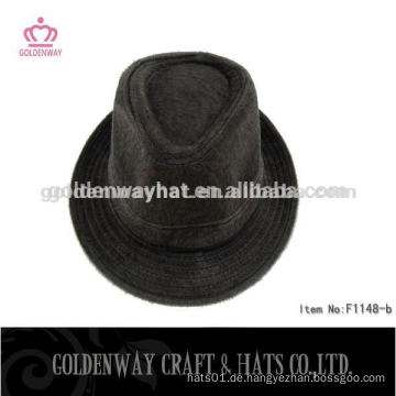 Schwarz mit rotem band breiten rand Filz Fedora Hut